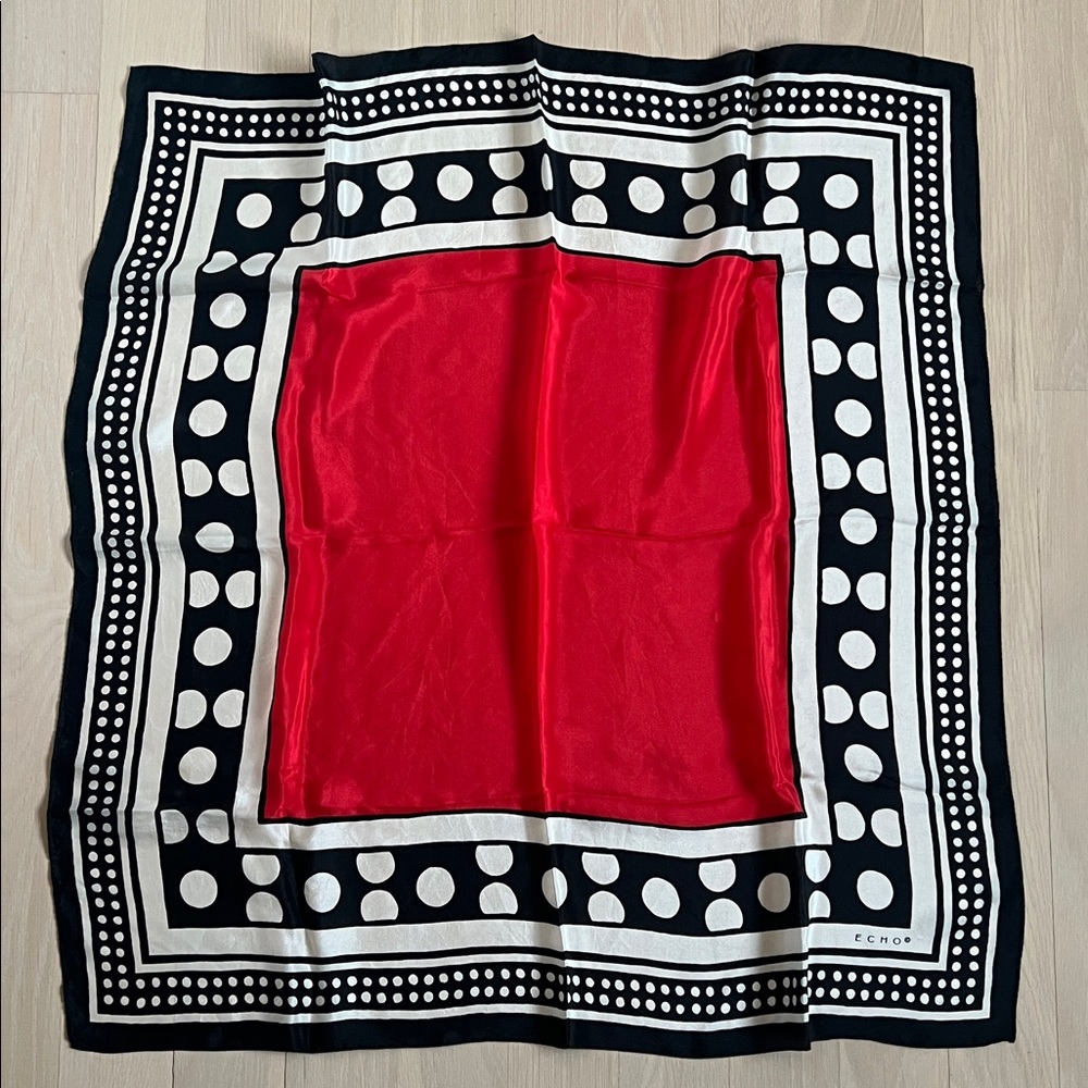 Echo Silk Scarf Polka dot Red/Black/White